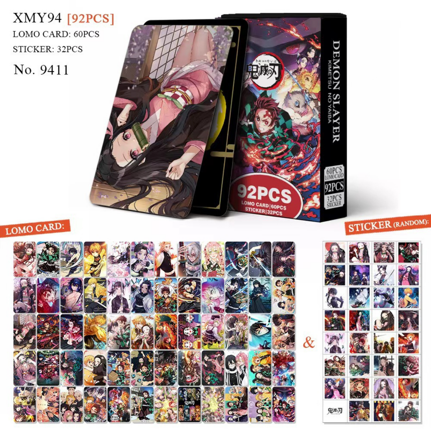 92-Piece Demon Slayer Photocard Set – LOMO Cards & Bonus Stickers