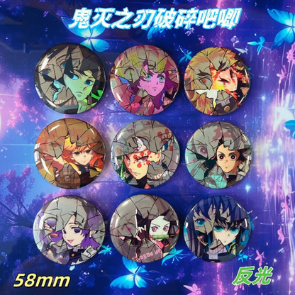 58mm Anime-Inspired Metal Badge (Reflective Pin)